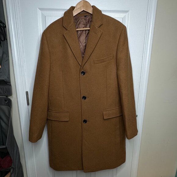 J.Crew Thompson Camel Wool Blend Topcoat Jacket Size 42 Men’s - Picture 1 of 14